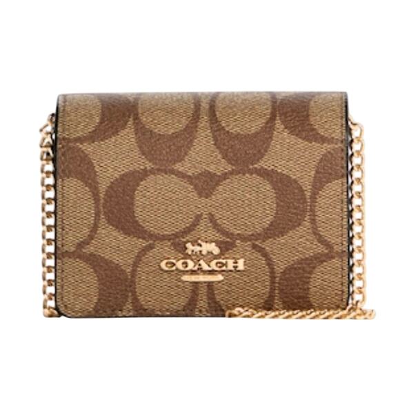 COACH BOXED MINI WALLET ON A CHAIN IN SIGNATURE COATED CANVAS & SMOOTH LEATHER - Picture 4 of 7